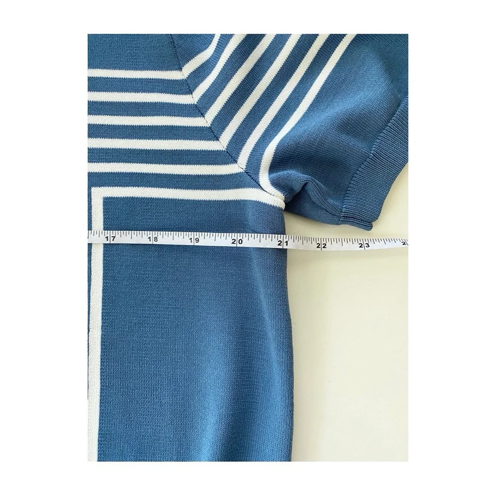 Reiss Jasper Half-Zip Striped Blue Polo T-Shirt Sz XL - Picture 10 of 11